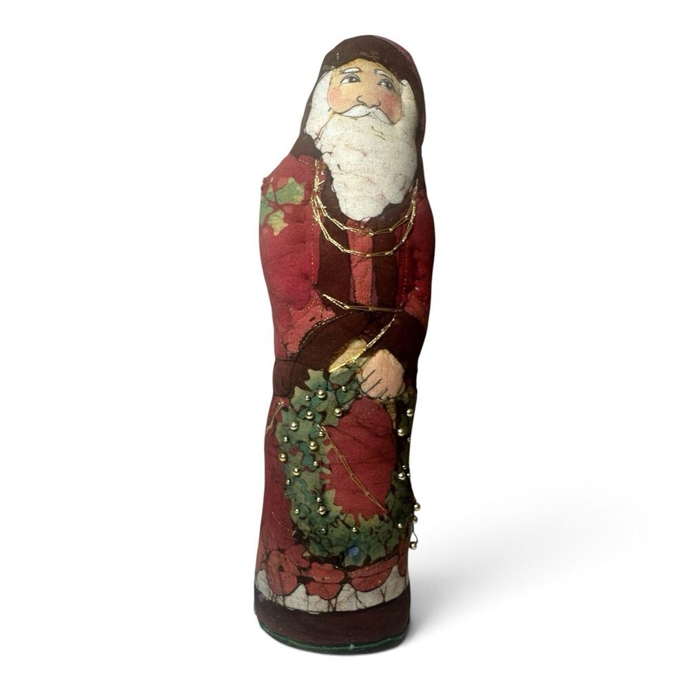 Handmade Primitive Folk Art Santa Claus 14” Cloth Doll Rustic Christmas Decor